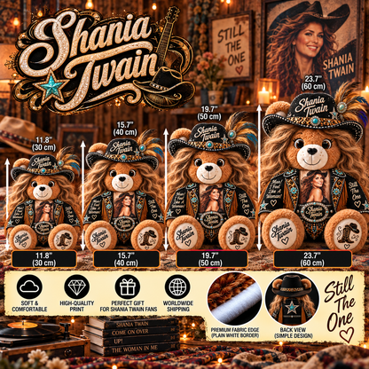 Shania Twain Custom Shaped Bear Pillow – Unique Gift for Classic Music Lovers
