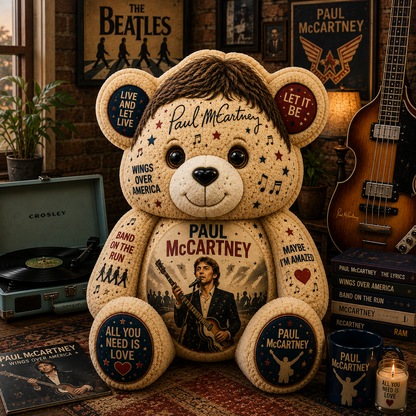 Paul McCartney Custom Shaped Bear Pillow – Unique Gift for Classic Music Lovers