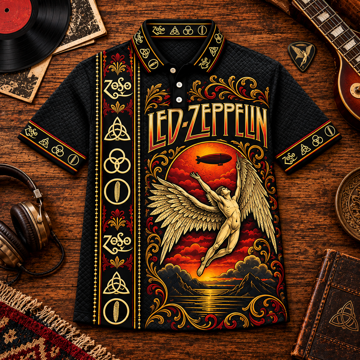 Led Zeppelin Vintage Polo Shirt - Classic Rock Music Fan Gift