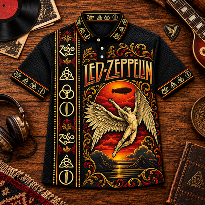 Led Zeppelin Vintage Polo Shirt - Classic Rock Music Fan Gift
