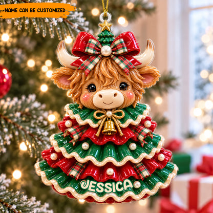 Personalized Highland Cow Christmas Tree Ornament