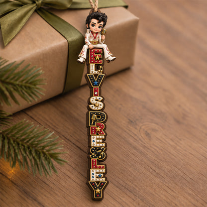 Elvis Presley Christmas Ornament, King of Rock and Roll Tree Decoration, Retro Music Lover Gift