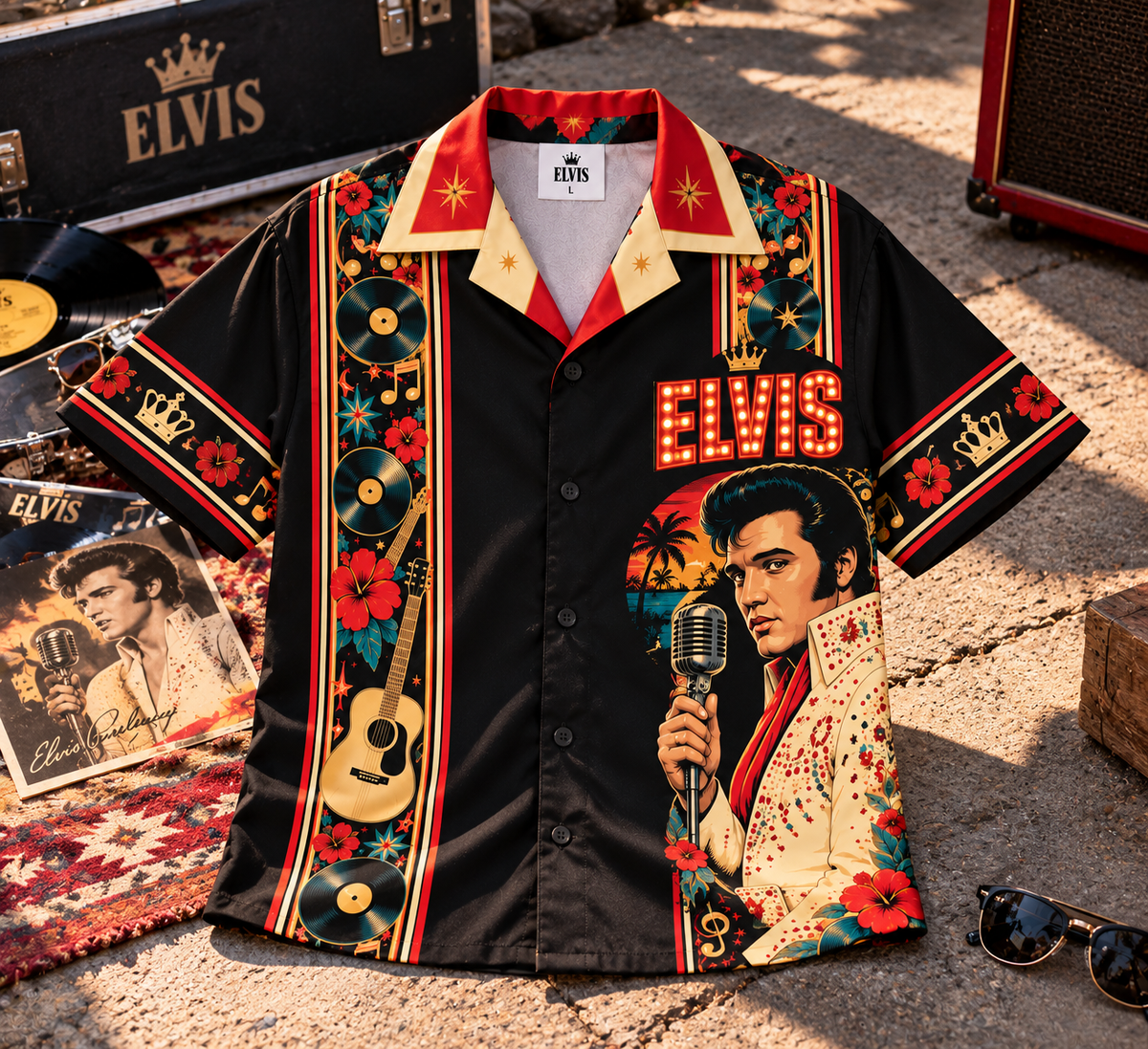 Elvis Presley Hawaiian Shirt – King of Rock 'n' Roll Inspired Gift Featuring Elvis
