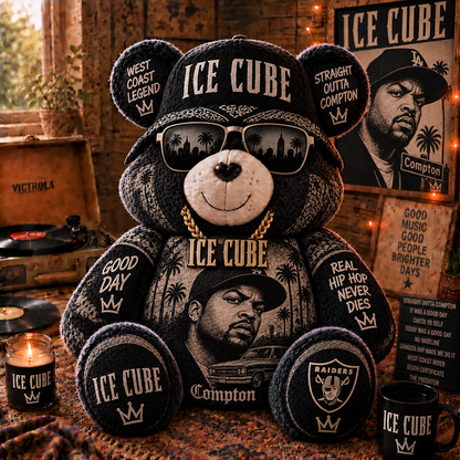 Ice Cube Custom Shaped Bear Pillow – Unique Gift for Classic Music Lovers