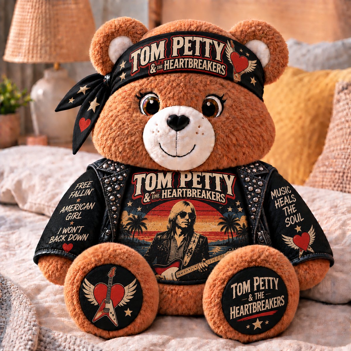 Tom Petty & The Heartbreakers Custom Shaped Bear Pillow – Unique Gift for Classic Music Lovers