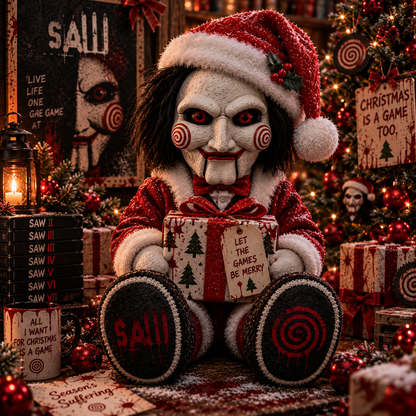 Jigsaw Christmas Custom Shaped Pillow – Halloween Horror Gift for Movie Fans