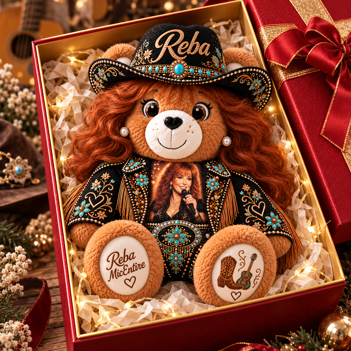 Reba McEntire Custom Shaped Bear Pillow – Unique Gift for Classic Music Lovers