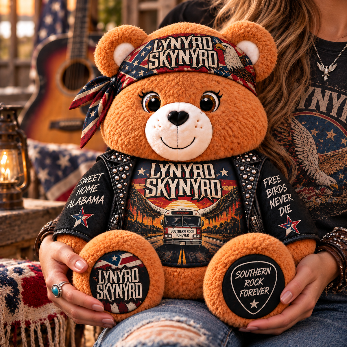 Lynyrd Skynyrd Custom Shaped Bear Pillow – Unique Gift for Classic Music Lovers