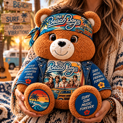 The Beach Boys Custom Shaped Bear Pillow – Unique Gift for Classic Music Lovers