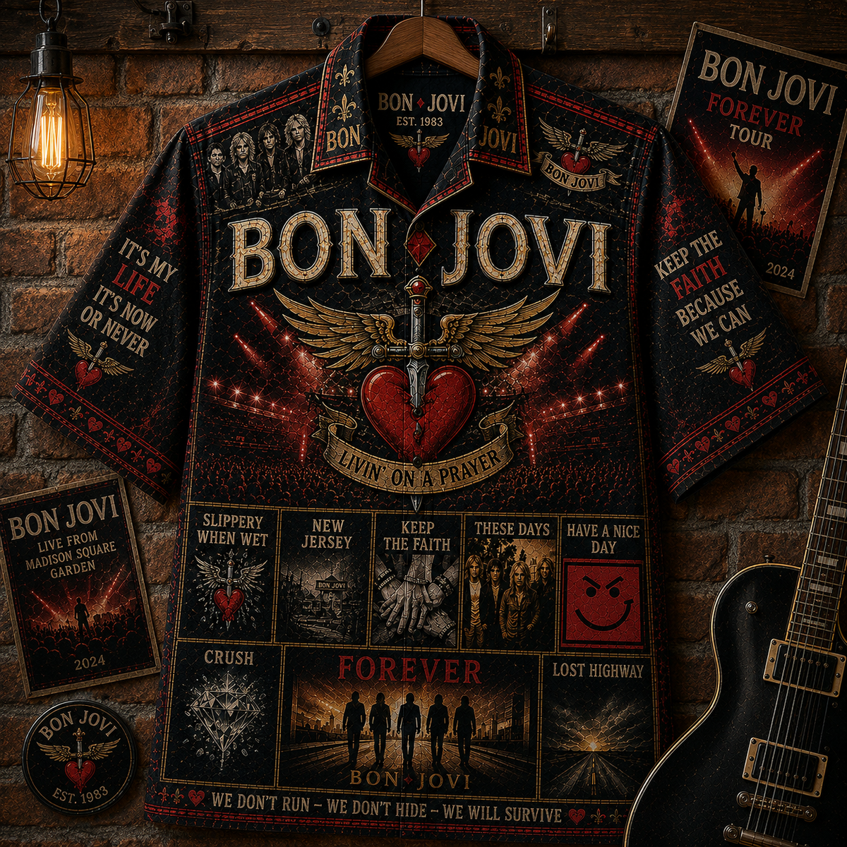 Bon Jovi Hawaiian Shirt - Vintage Music Rock Fan Gift