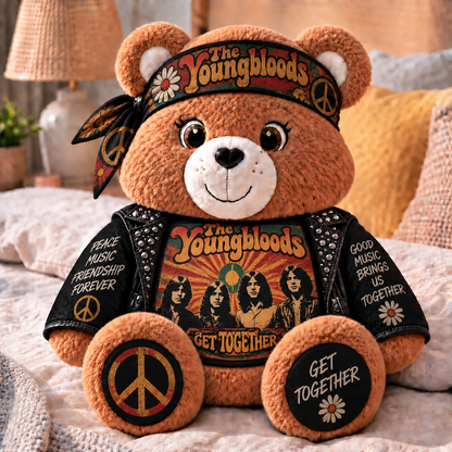 The Youngbloods Custom Shaped Bear Pillow – Unique Gift for Classic Music Lovers
