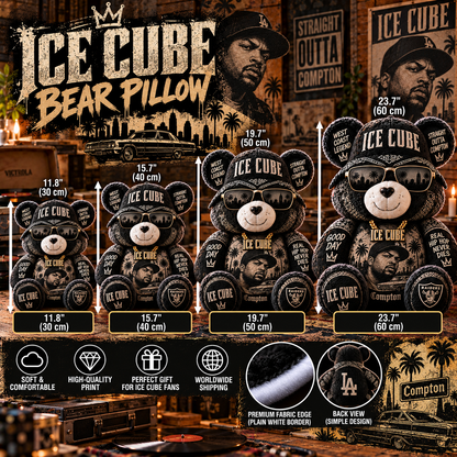 Ice Cube Custom Shaped Bear Pillow – Unique Gift for Classic Music Lovers