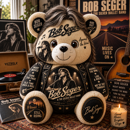 Bob Seger Custom Shaped Bear Pillow – Unique Gift for Bob Seger Fans & Classic Rock Lovers