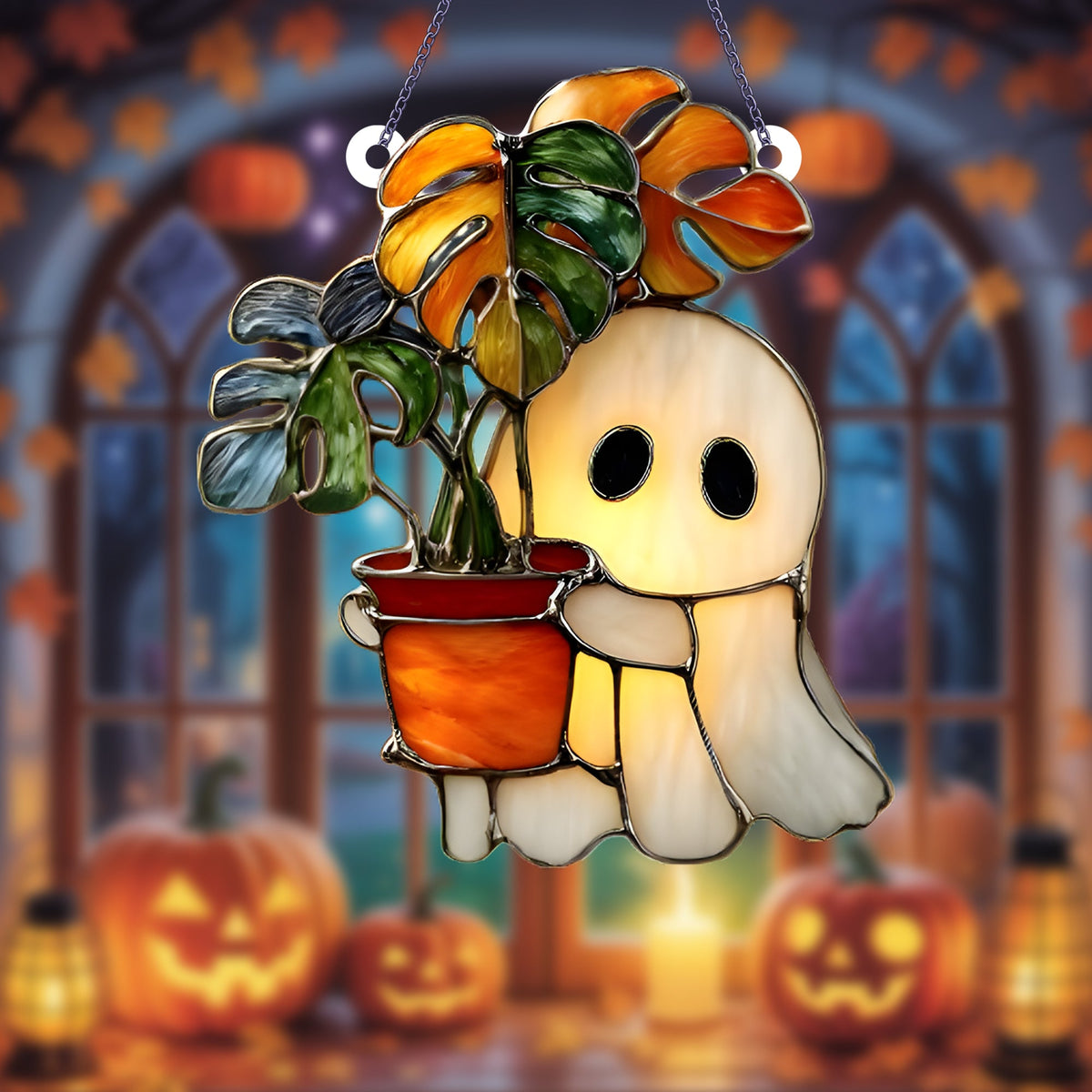Cute Ghost Stained Glass Acrylic Suncatcher