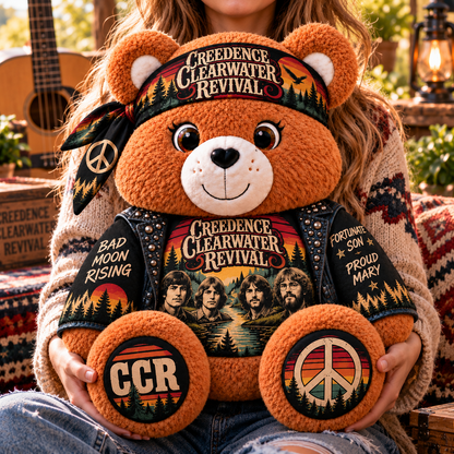 Creedence Clearwater Revival Custom Shaped Bear Pillow – Unique Gift for Classic Music Lovers