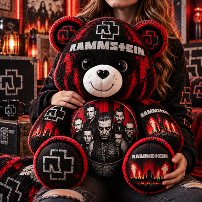 Rammstein-Custom Shaped Bear Pillow – Unique Gift for Classic Music Lovers