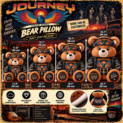 Journey Custom Shaped Bear Pillow  – Classic Rock Music Legend Gift