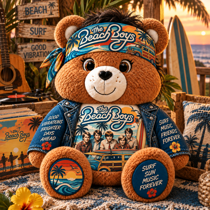 The Beach Boys Custom Shaped Bear Pillow – Unique Gift for Classic Music Lovers