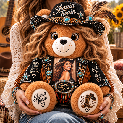 Shania Twain Custom Shaped Bear Pillow – Unique Gift for Classic Music Lovers
