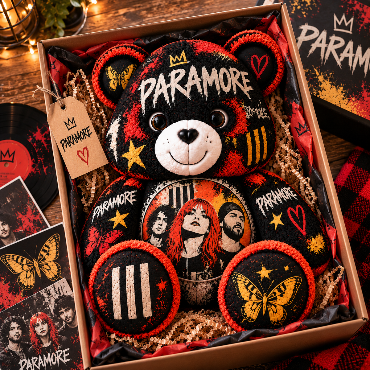 Paramore Custom Shaped Bear Pillow – Unique Gift for Classic Music Lovers