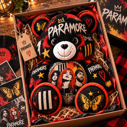 Paramore Custom Shaped Bear Pillow – Unique Gift for Classic Music Lovers