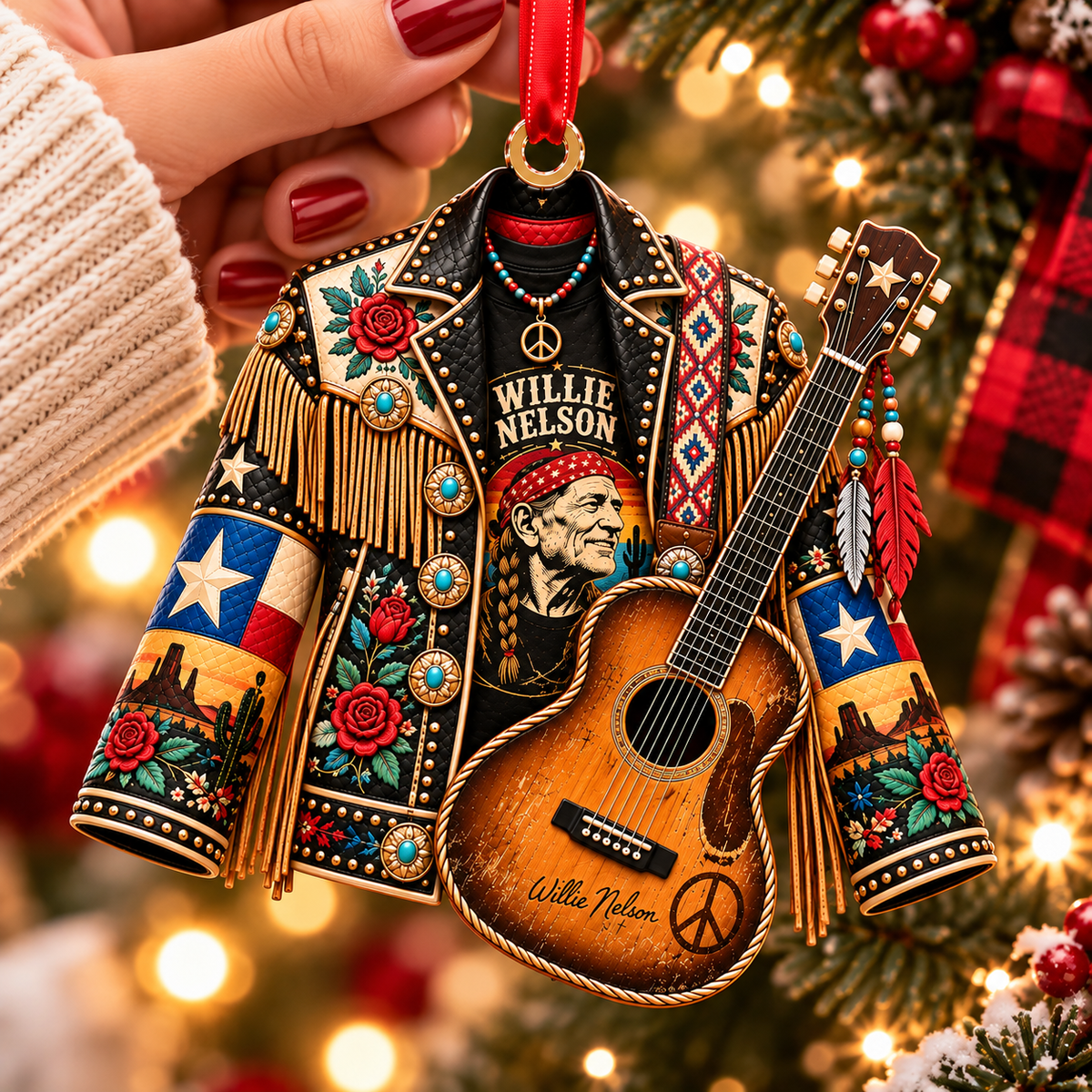 Willie Nelson Christmas Ornament - Classic Country Music Legend Gift