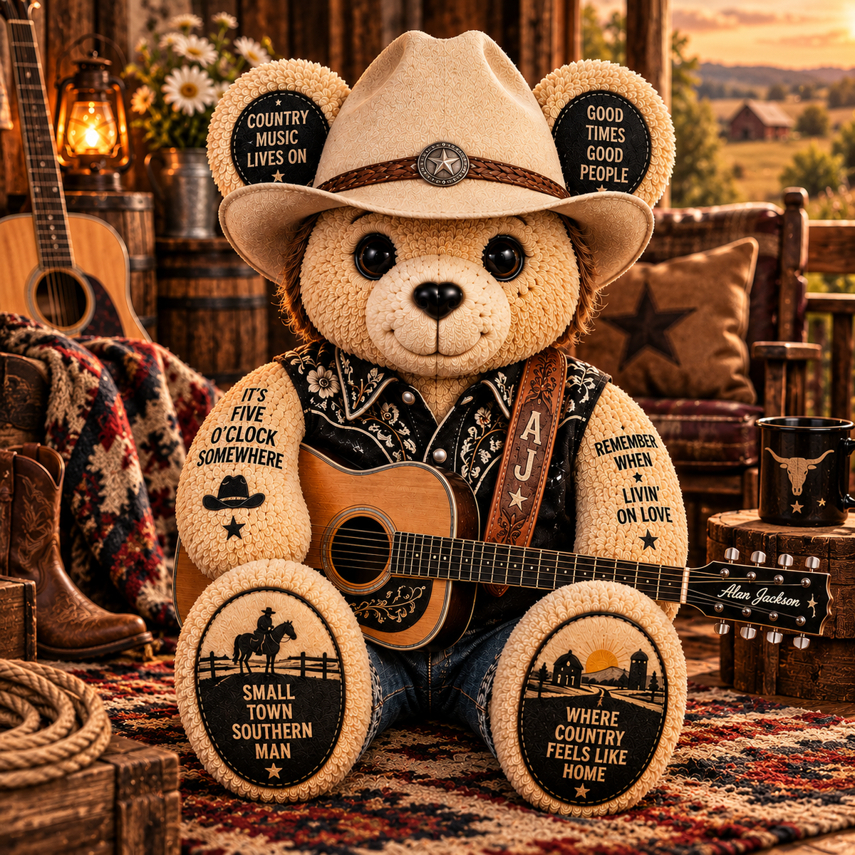 Alan Jackson Custom Shaped Bear Pillow – Unique Gift for Classic Music Lovers