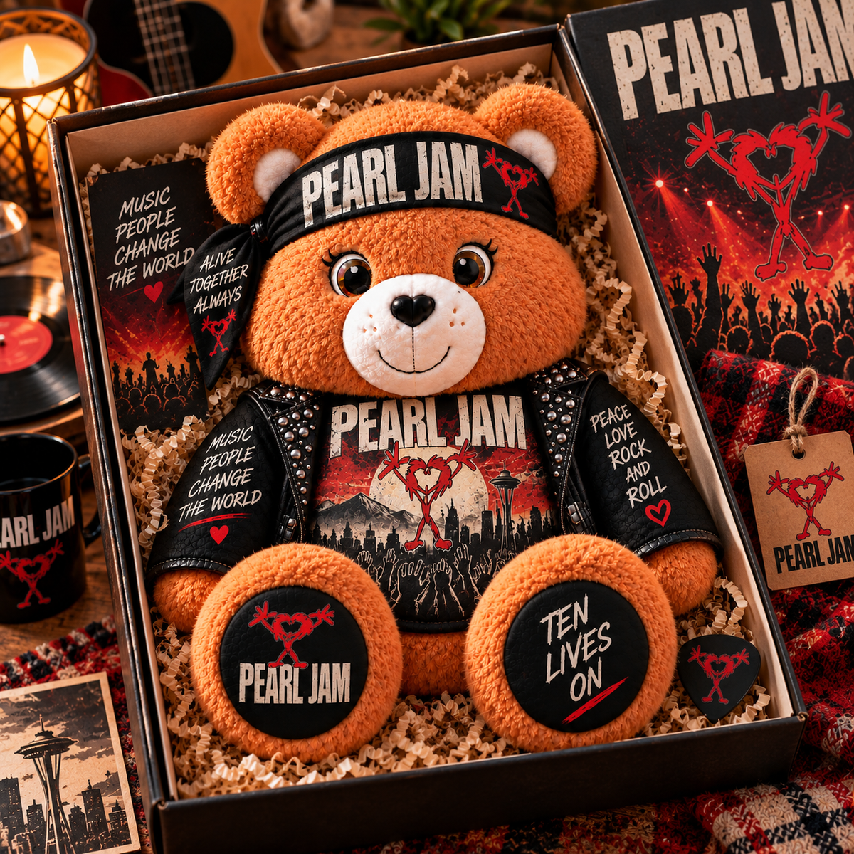 Pearl Jam Custom Shaped Bear Pillow – Unique Gift for Pearl Jam Fans & Classic Grunge Rock Lovers