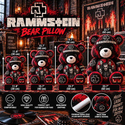 Rammstein-Custom Shaped Bear Pillow – Unique Gift for Classic Music Lovers