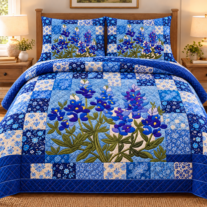 Lavender Floral Quilt Bedding Set