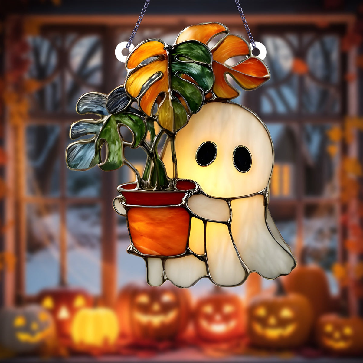Cute Ghost Stained Glass Acrylic Suncatcher
