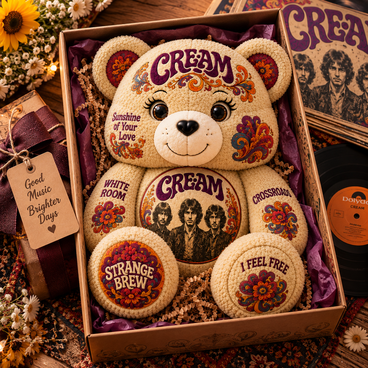 Cream Custom Shaped Bear Pillow – Unique Gift for Classic Music Lovers