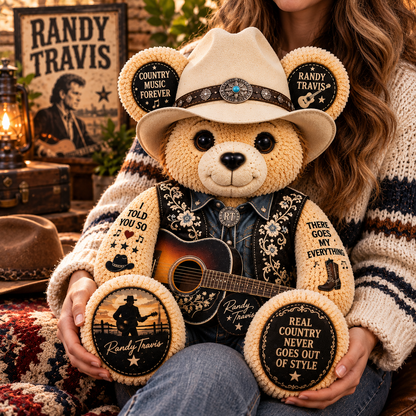 Randy Travis Custom Shaped Bear Pillow – Unique Gift for Classic Music Lovers
