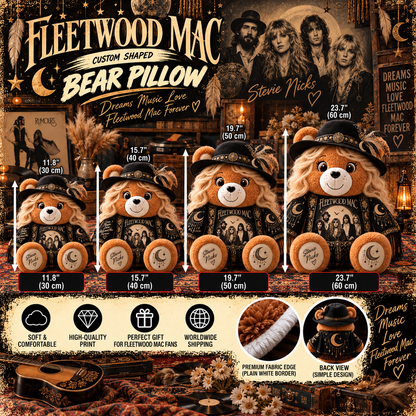 Fleetwood Mac Custom Shaped Bear Pillow – Classic Music Legend Gift