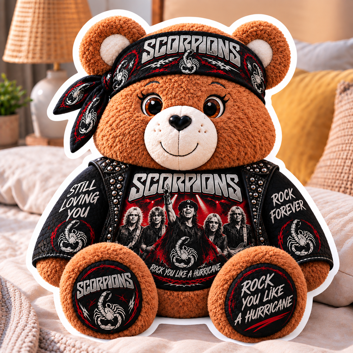 Scorpions Custom Shaped Bear Pillow – Unique Gift for Scorpions Fans & Classic Rock Lovers