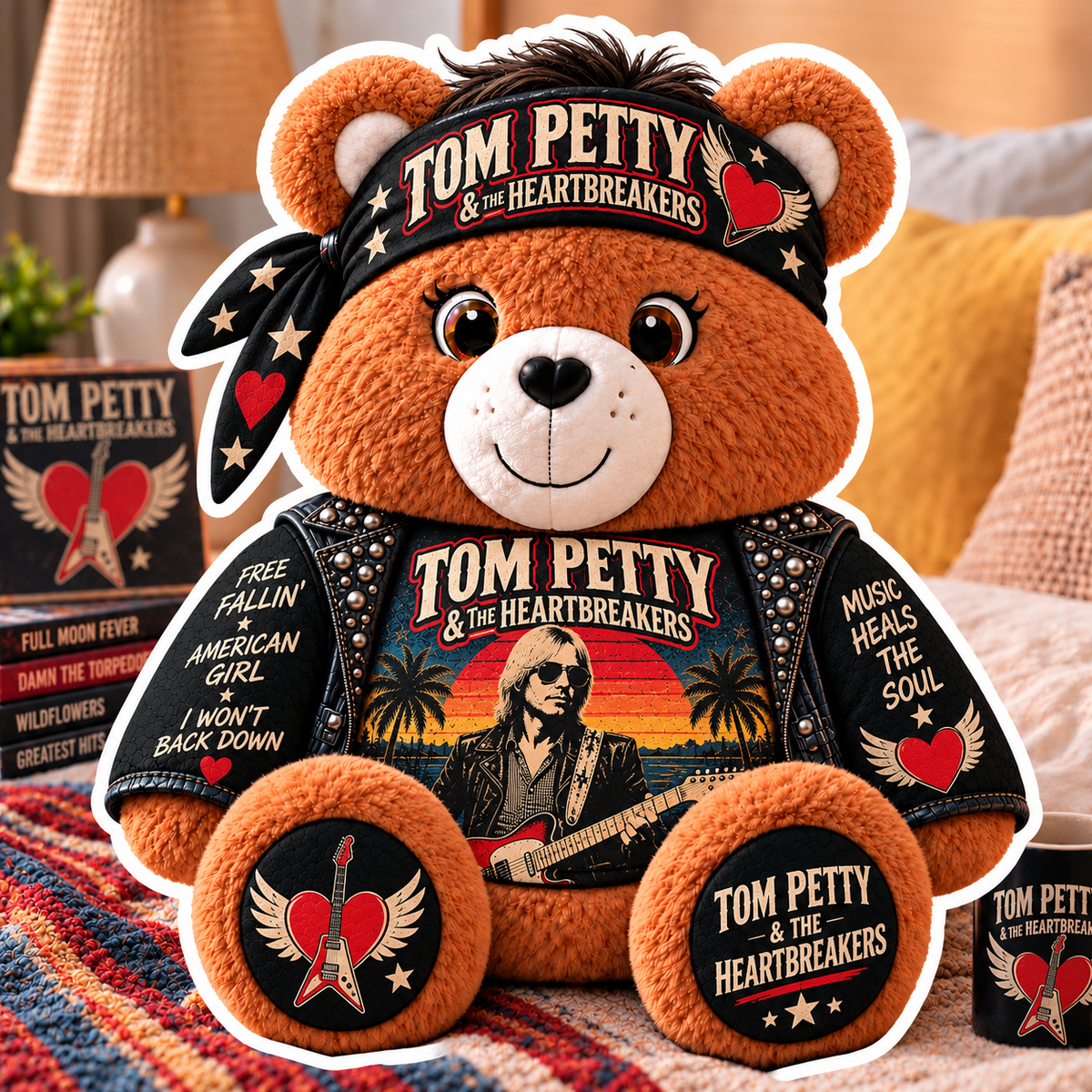 Tom Petty & The Heartbreakers Custom Shaped Bear Pillow – Unique Gift for Classic Music Lovers