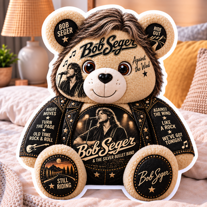 Bob Seger Custom Shaped Bear Pillow – Unique Gift for Bob Seger Fans & Classic Rock Lovers