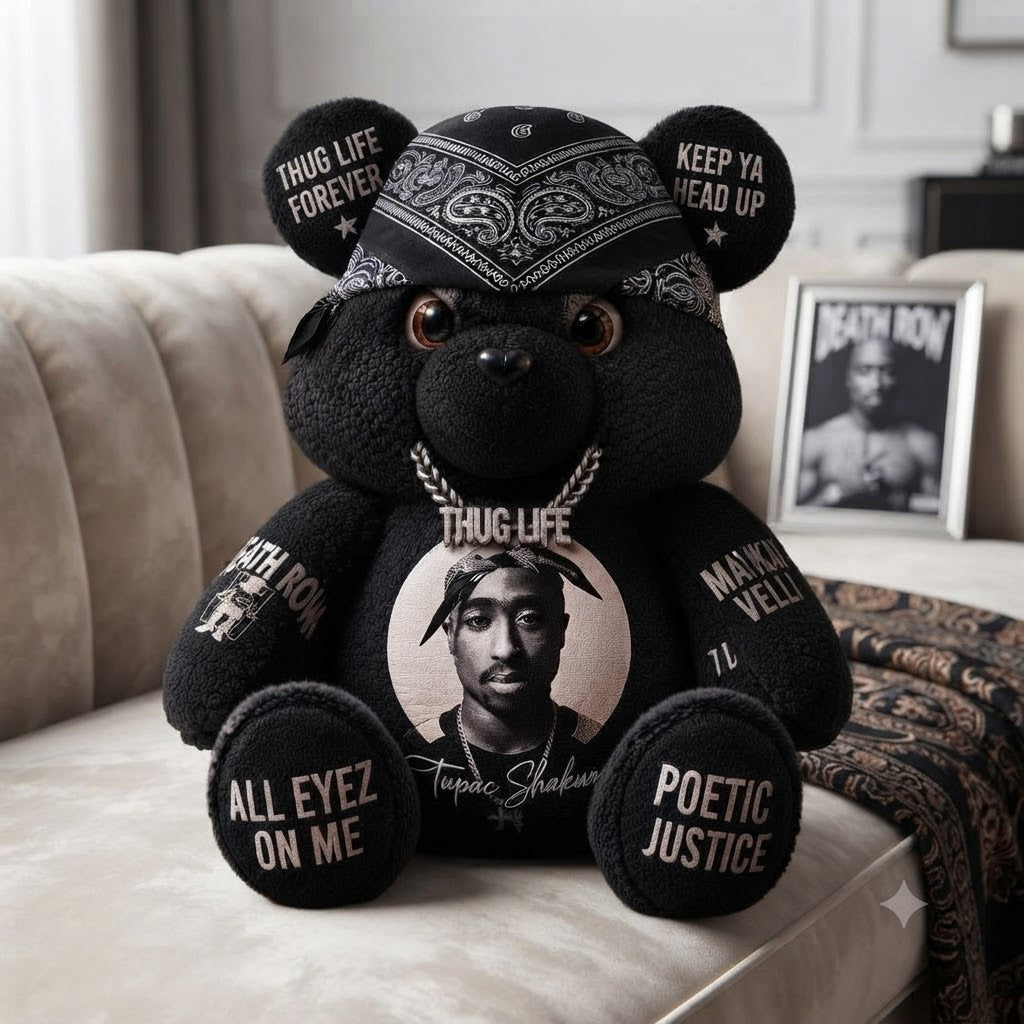 2Pac Custom Shaped Bear Pillow – Unique Gift for Classic Hip Hop Lovers