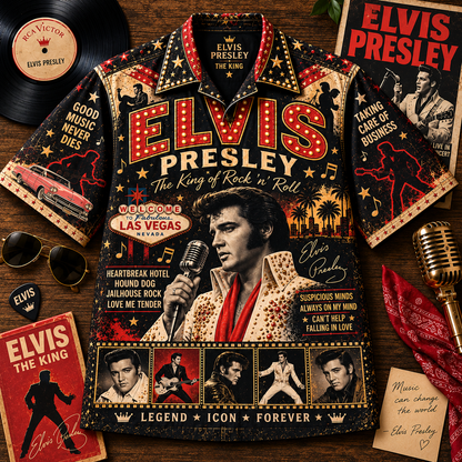Elvis Presley Hawaiian Shirt- Vintage Music Fan Gift