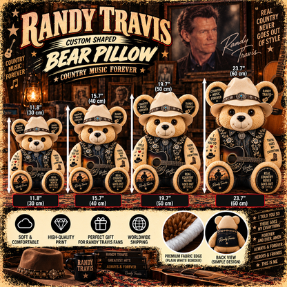 Randy Travis Custom Shaped Bear Pillow – Unique Gift for Classic Music Lovers