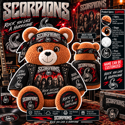 Scorpions Custom Shaped Bear Pillow – Unique Gift for Scorpions Fans & Classic Rock Lovers