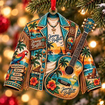 Jimmy Buffett Christmas Acrylic Ornament - Classic Music Legend Gift