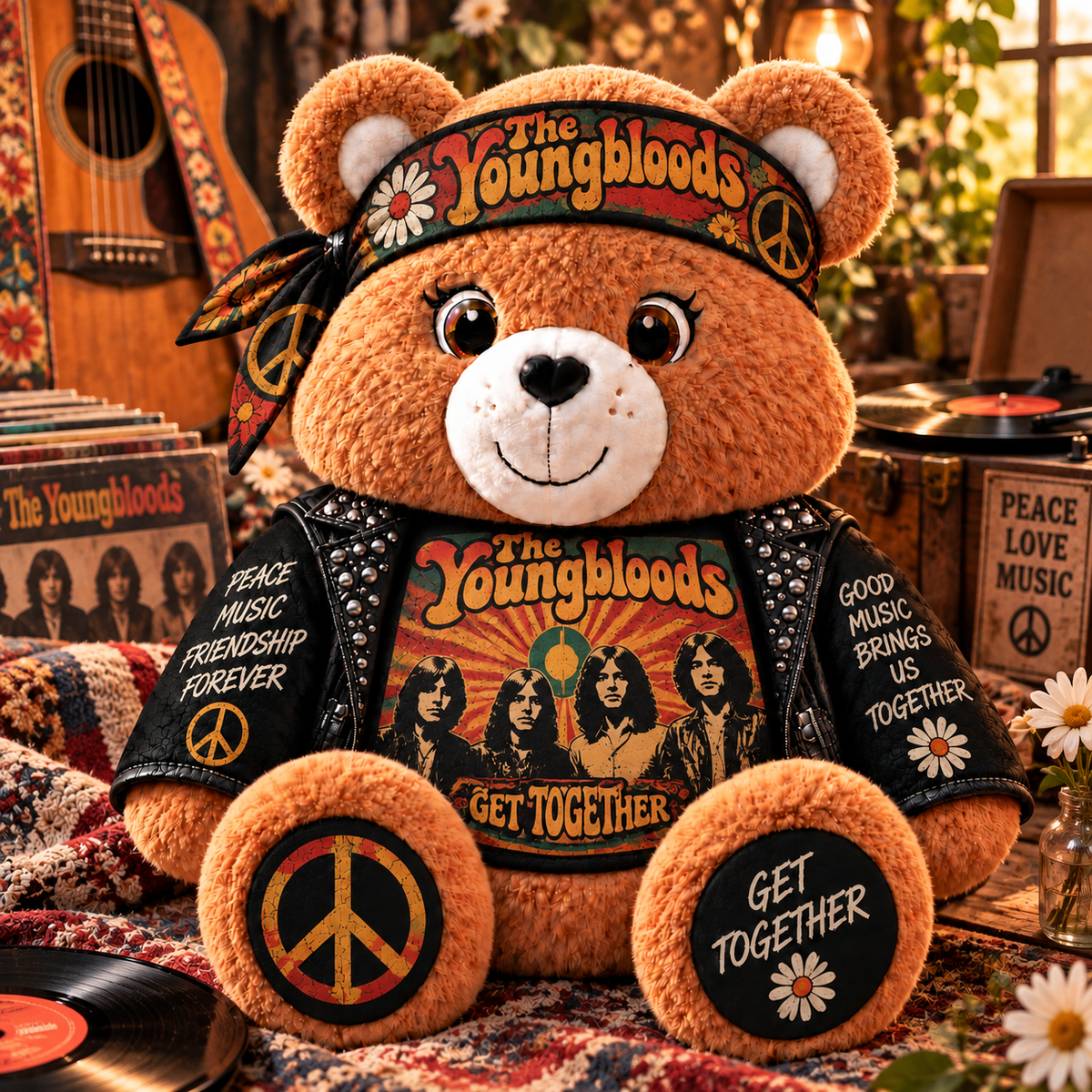 The Youngbloods Custom Shaped Bear Pillow – Unique Gift for Classic Music Lovers