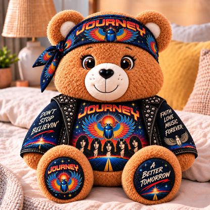 Journey Custom Shaped Bear Pillow  – Classic Rock Music Legend Gift