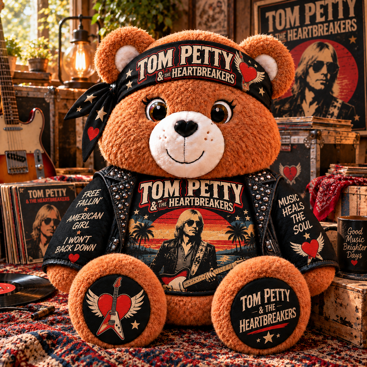 Tom Petty & The Heartbreakers Custom Shaped Bear Pillow – Unique Gift for Classic Music Lovers