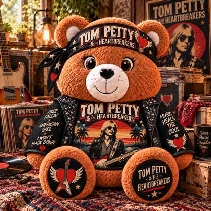 Tom Petty & The Heartbreakers Custom Shaped Bear Pillow – Unique Gift for Classic Music Lovers