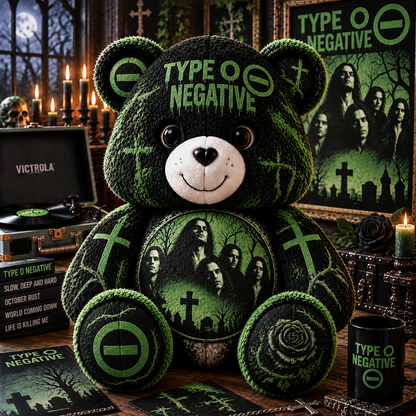 Type O Negative Custom Shaped Bear Pillow – Unique Gift for Classic Music Lovers