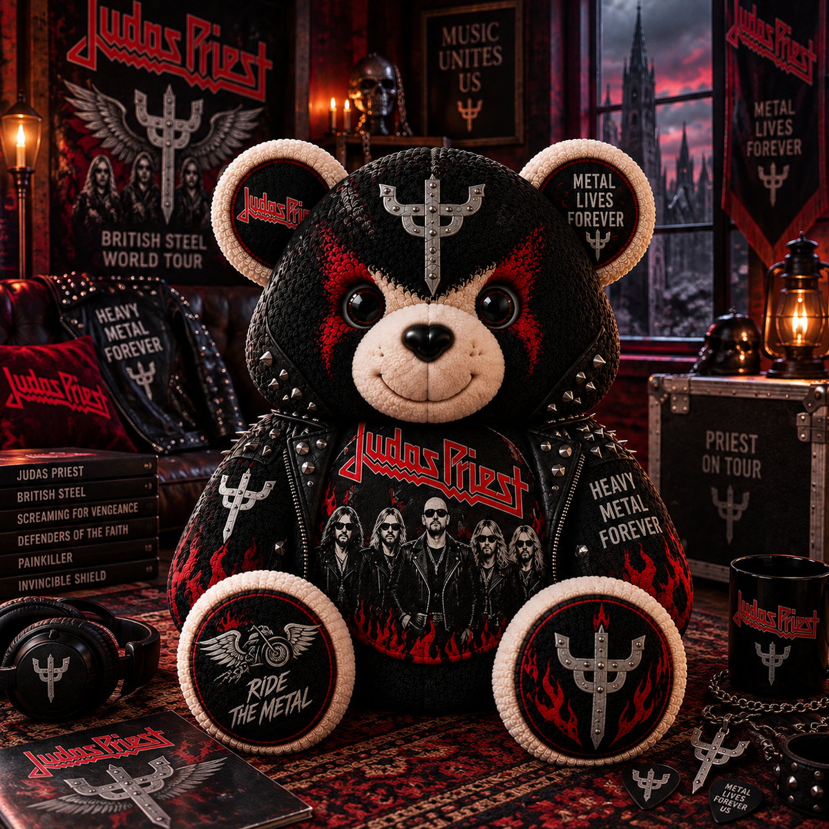 Judas Priest Heavy Metal Bear Custom Shaped Pillow – Metal Rock Music Fan Gift