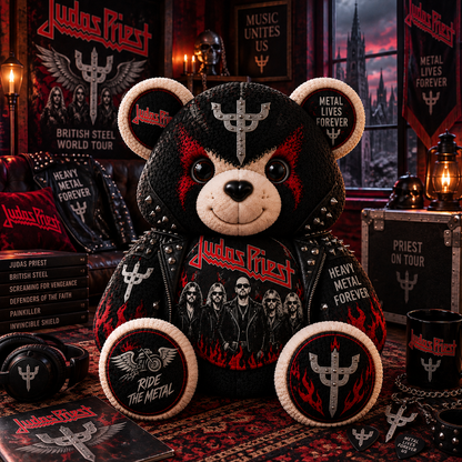 Judas Priest Heavy Metal Bear Custom Shaped Pillow – Metal Rock Music Fan Gift