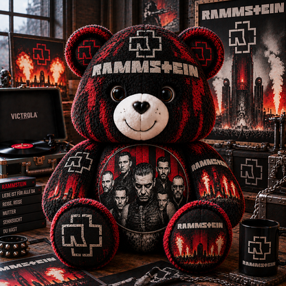 Rammstein-Custom Shaped Bear Pillow – Unique Gift for Classic Music Lovers